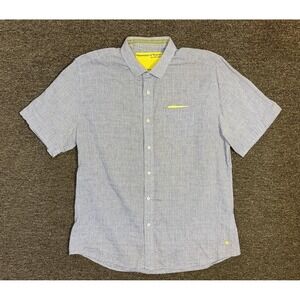 Descendant Of Thieves Dres Landro Shirt Men's Large Blue Stripe Short Sleeve